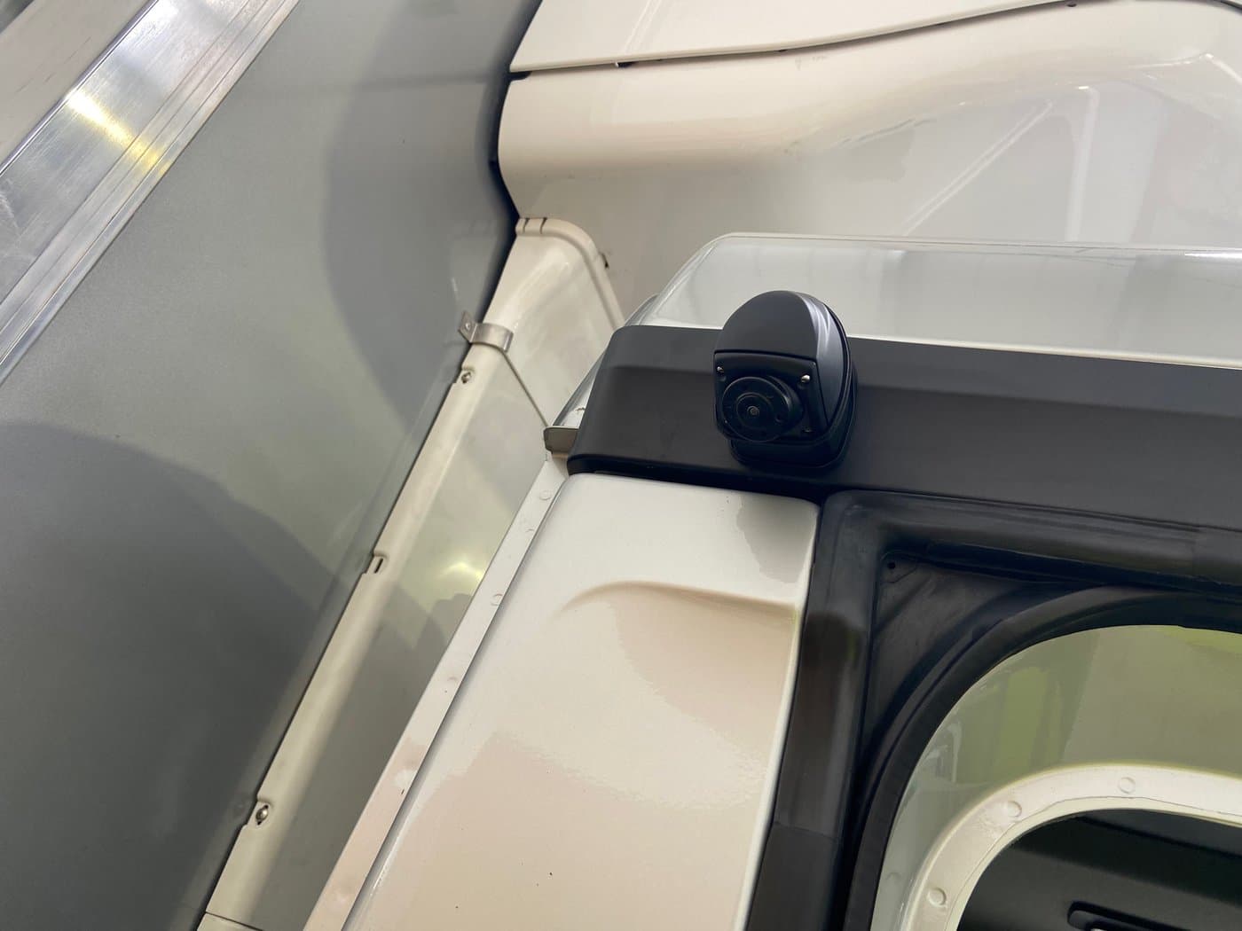Camera mounted on coach door frame
